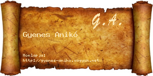 Gyenes Anikó névjegykártya